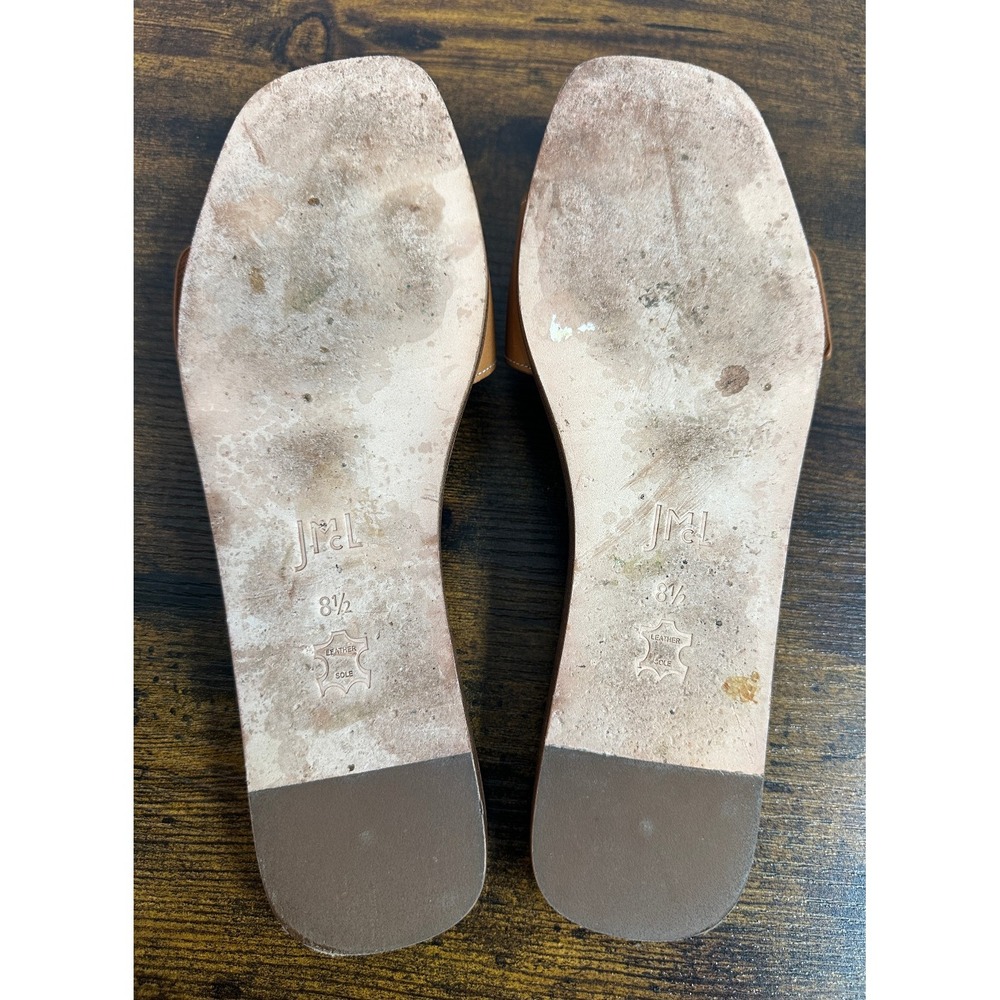 J McLaughlin Leather Slides Womens 8.5 Brown Aurora Bamboo Buckle Sandals Beachy - Picture 8 of 11